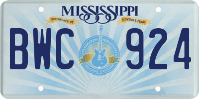 MS license plate BWC924