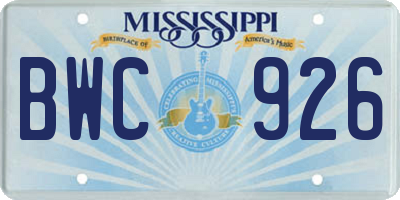 MS license plate BWC926