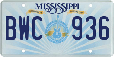 MS license plate BWC936