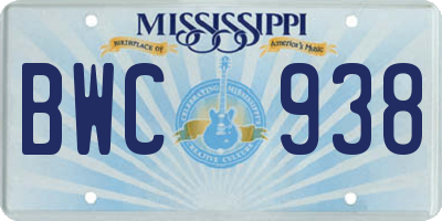 MS license plate BWC938
