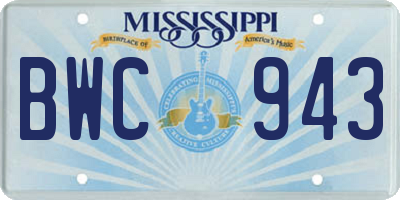 MS license plate BWC943