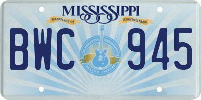 MS license plate BWC945