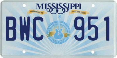 MS license plate BWC951