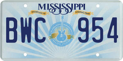 MS license plate BWC954