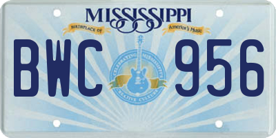 MS license plate BWC956