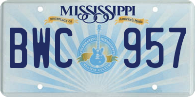 MS license plate BWC957