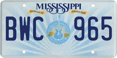 MS license plate BWC965
