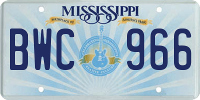 MS license plate BWC966