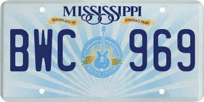 MS license plate BWC969