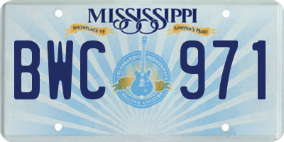 MS license plate BWC971