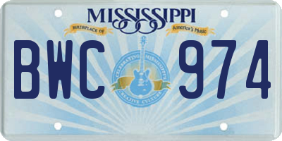 MS license plate BWC974