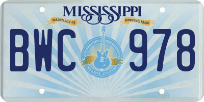 MS license plate BWC978