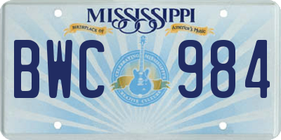 MS license plate BWC984