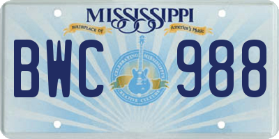 MS license plate BWC988
