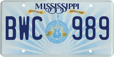 MS license plate BWC989
