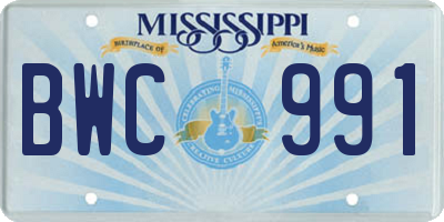MS license plate BWC991
