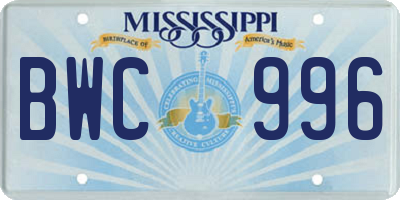 MS license plate BWC996