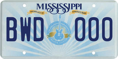 MS license plate BWD000