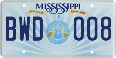 MS license plate BWD008