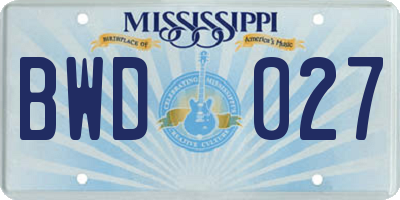 MS license plate BWD027