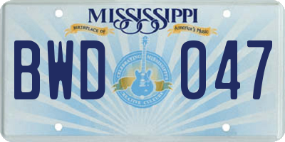 MS license plate BWD047