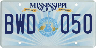 MS license plate BWD050
