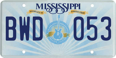 MS license plate BWD053