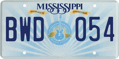 MS license plate BWD054