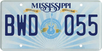 MS license plate BWD055