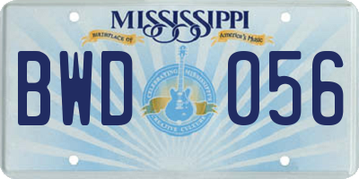 MS license plate BWD056