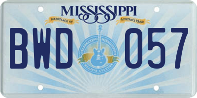 MS license plate BWD057