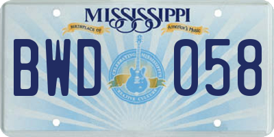 MS license plate BWD058