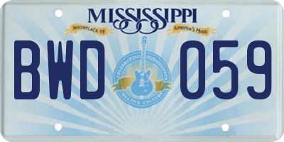 MS license plate BWD059