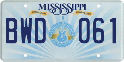 MS license plate BWD061