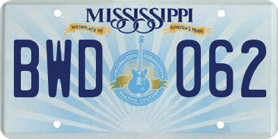 MS license plate BWD062