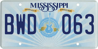 MS license plate BWD063