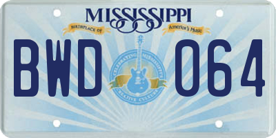 MS license plate BWD064