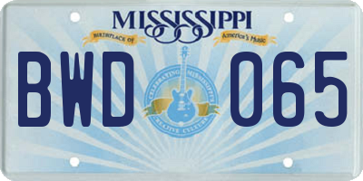 MS license plate BWD065