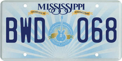 MS license plate BWD068