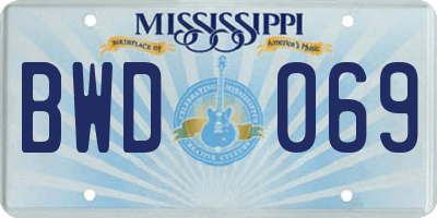 MS license plate BWD069