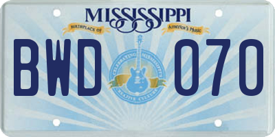 MS license plate BWD070
