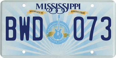 MS license plate BWD073