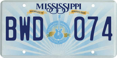 MS license plate BWD074