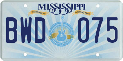 MS license plate BWD075