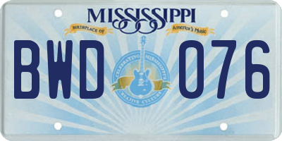 MS license plate BWD076
