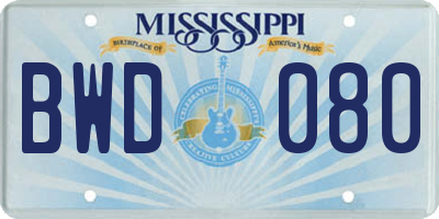 MS license plate BWD080