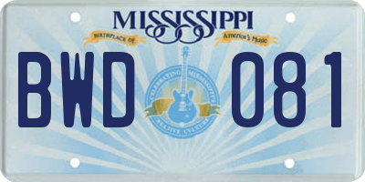 MS license plate BWD081