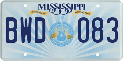 MS license plate BWD083