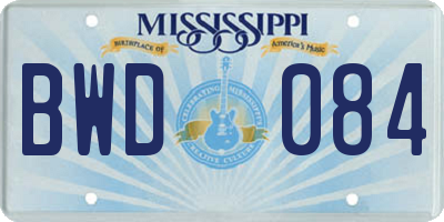 MS license plate BWD084