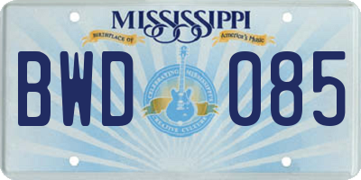 MS license plate BWD085